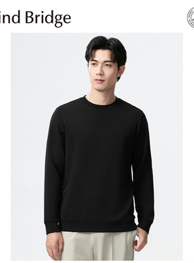 Mind Bridge莫代尔长袖t恤男2025秋冬新款白色圆领休闲内搭打底衫