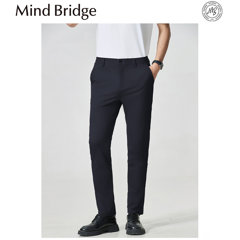 Mind Bridge西装裤男西裤春2025新款商务弹力正装休闲黑色长裤子