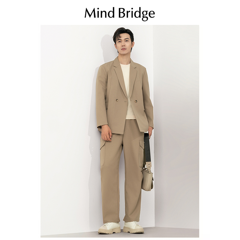 Mind Bridge男士高级感休闲西装外套春秋季韩版宽松高密斜纹便西