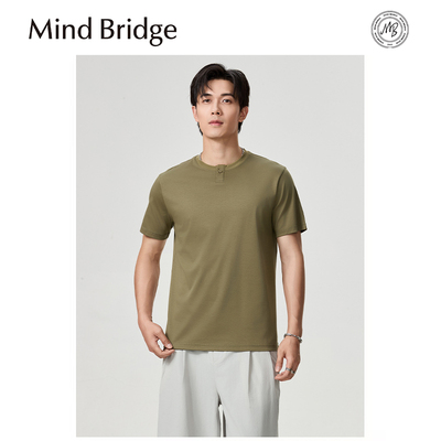 Mind Bridge2025夏季新款男士简约百搭基础款圆领全棉透气短袖T恤