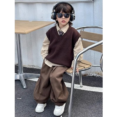 法国男宝学院风套装男童早秋穿搭2025新款春秋款儿童三件套韩版