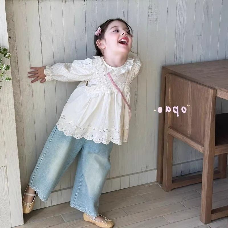 法国春秋季女童洋气时髦森系超火公主风儿童宝宝秋装衬衫裤子套装