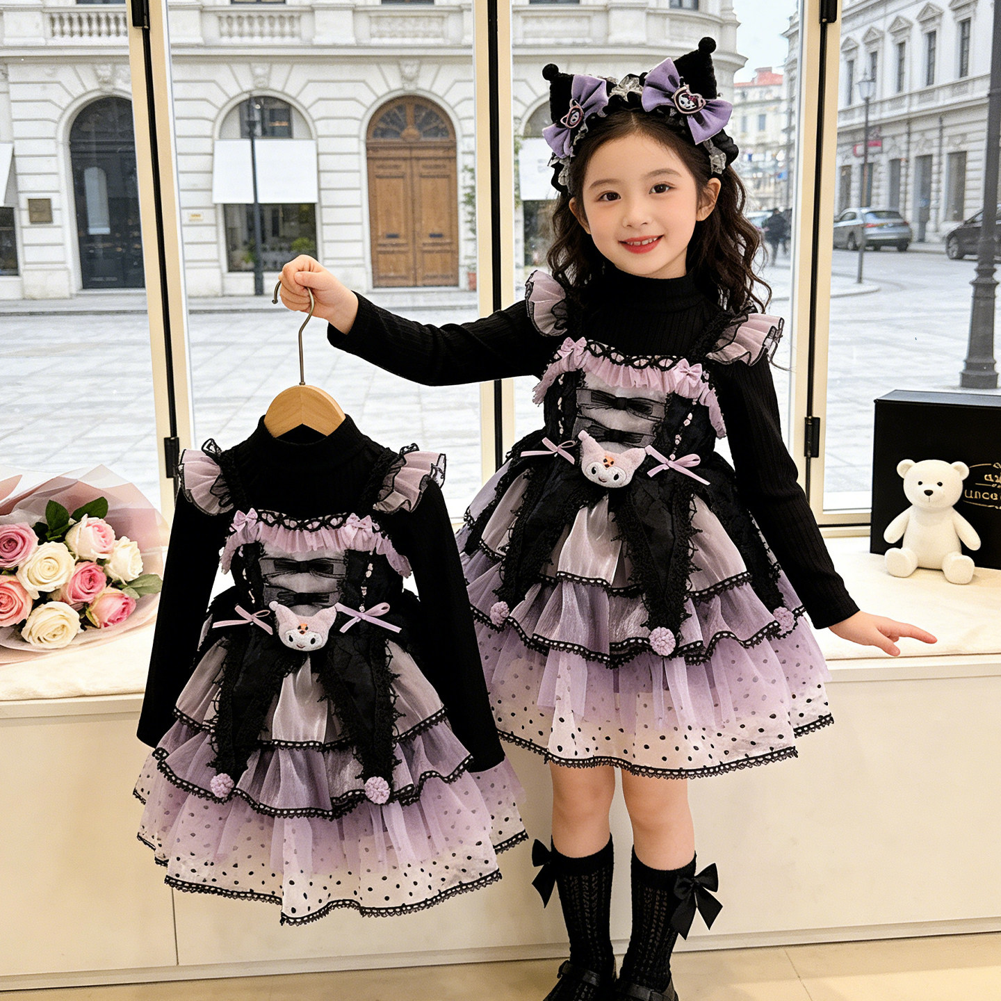 法国女童库洛米蓬蓬连衣裙春秋款高端小女孩公主裙儿童蓬蓬洛丽塔