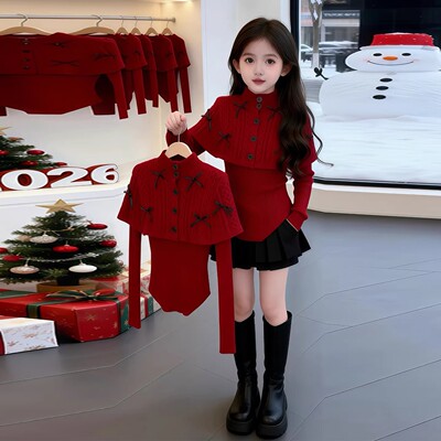 法国女童早春洋气套装新款女孩超好看韩系穿搭高级感儿童半身裙潮