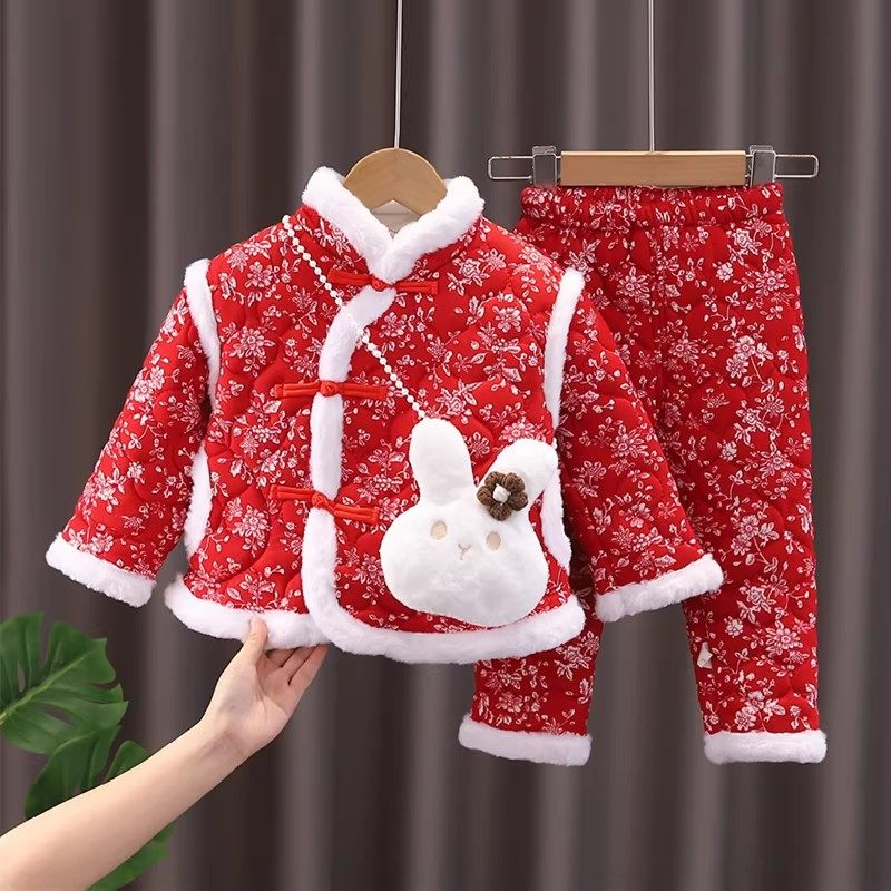 法国婴儿衣服冬季加绒加厚东北大花棉袄外套分体套装女宝宝拜年服,童装/婴儿装/亲子装,套装,淘宝优惠券,粉丝福利购,淘宝优惠卷