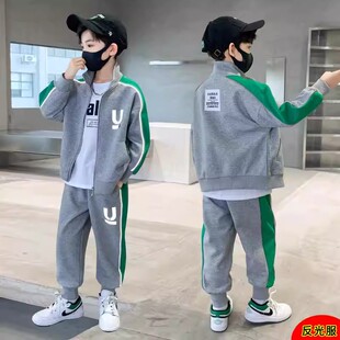 法国时髦男童春装套装2026新款中大儿童男孩帅气时髦运动三件套潮