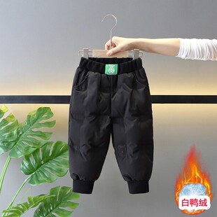 儿童羽绒裤白鸭绒男童棉裤女童冬装三层加厚一条过冬宝宝东北外穿
