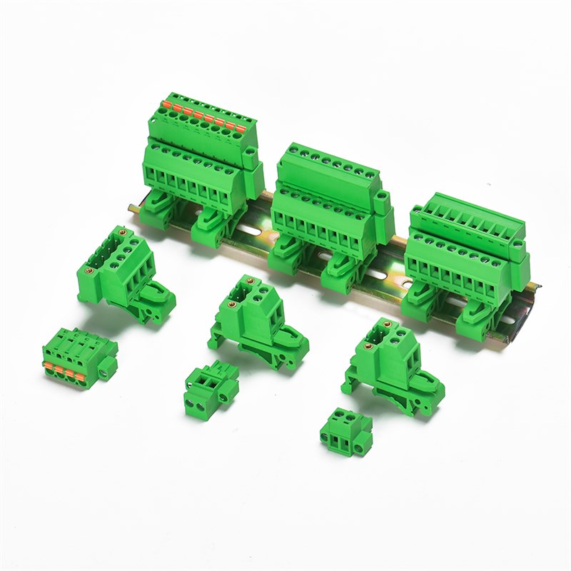 导轨式接线端子2EDG-UVKM-5.08MM插拔式公母对插端子带法兰锁紧