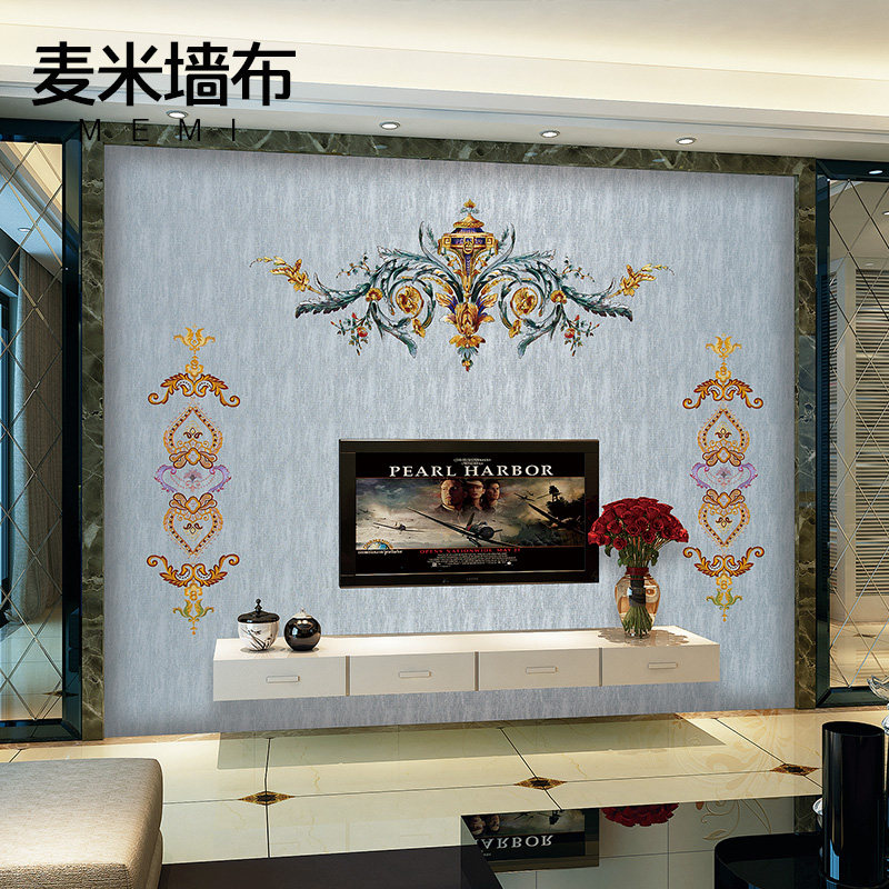 热销现货速发欧式独绣背景墙布别墅D酒店高端客厅卧室玄关刺绣无