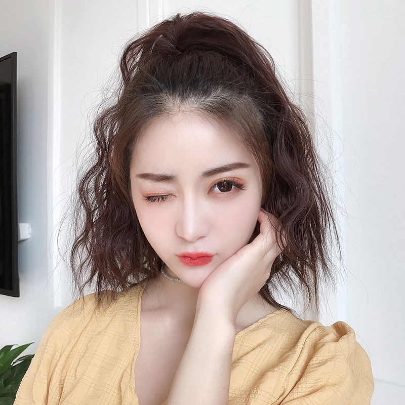 速发带发马自短卷发 抓夹式短款高马尾 尾然玉米烫绑假式假马尾