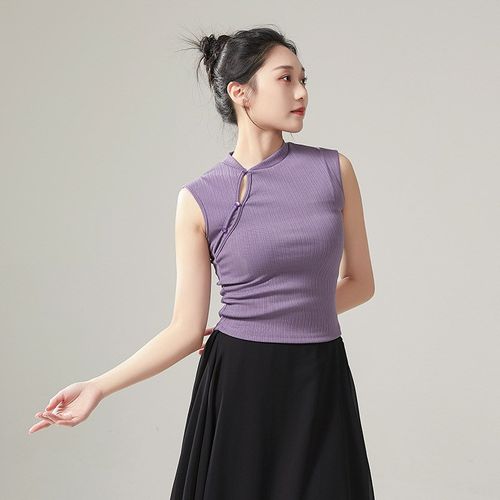 速发古蹈舞练功服中国风改良旗袍舞典老上衣舞无袖坎肩背心舞师