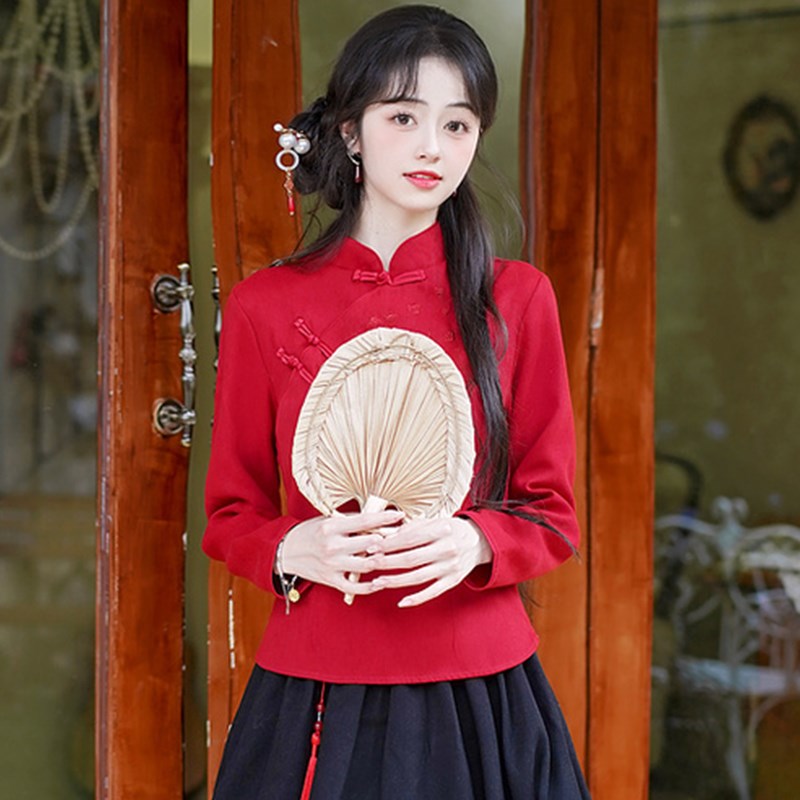 速发新中式改良旗袍上衣禅意茶服茶艺服装唐装装中国风汉服套装秋
