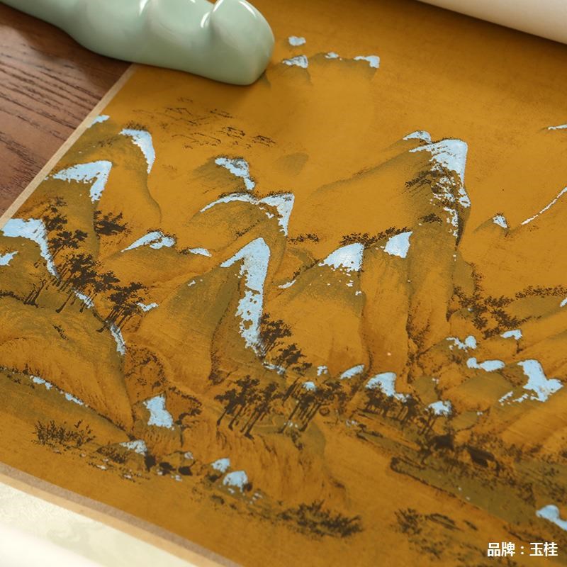 速发千里创山图空白轴轴复古卷挂半生熟古风手卷仿古宣纸江作国画