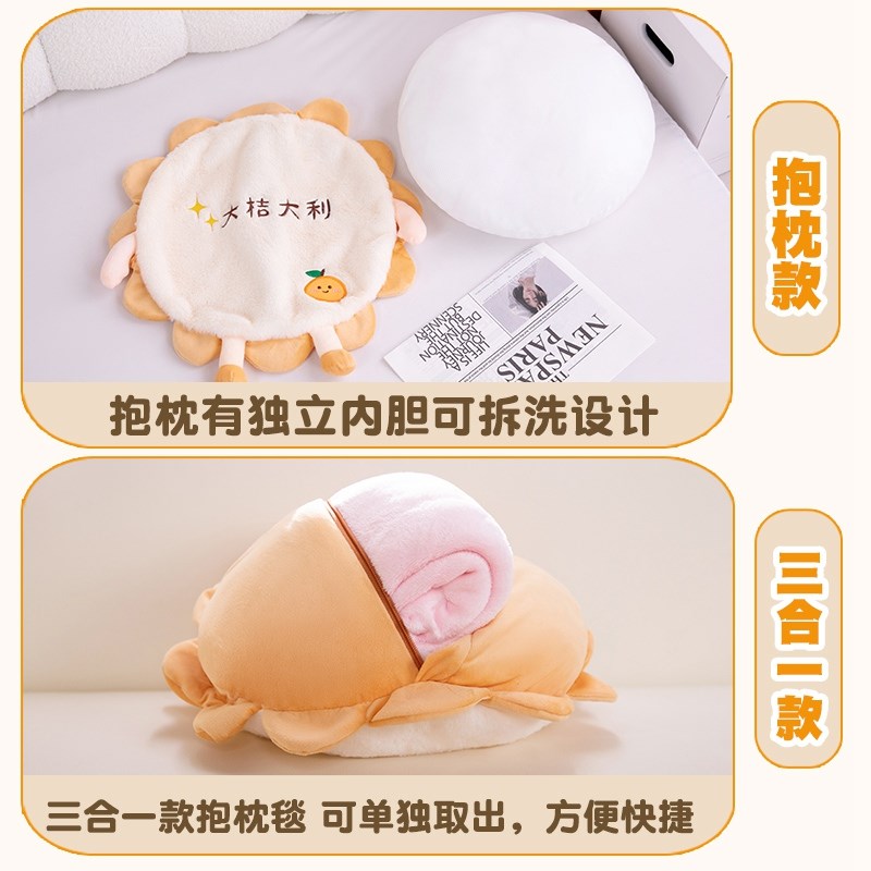 速发太花抱枕被子两用毯子二合一办公室靠垫午睡枕沙发车载靠枕冬