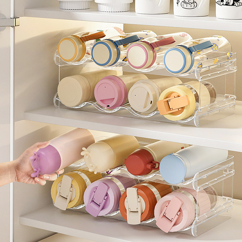 速发杯子收纳置物内桌面水杯架柜架保温杯杯架亚克餐力边柜红酒放