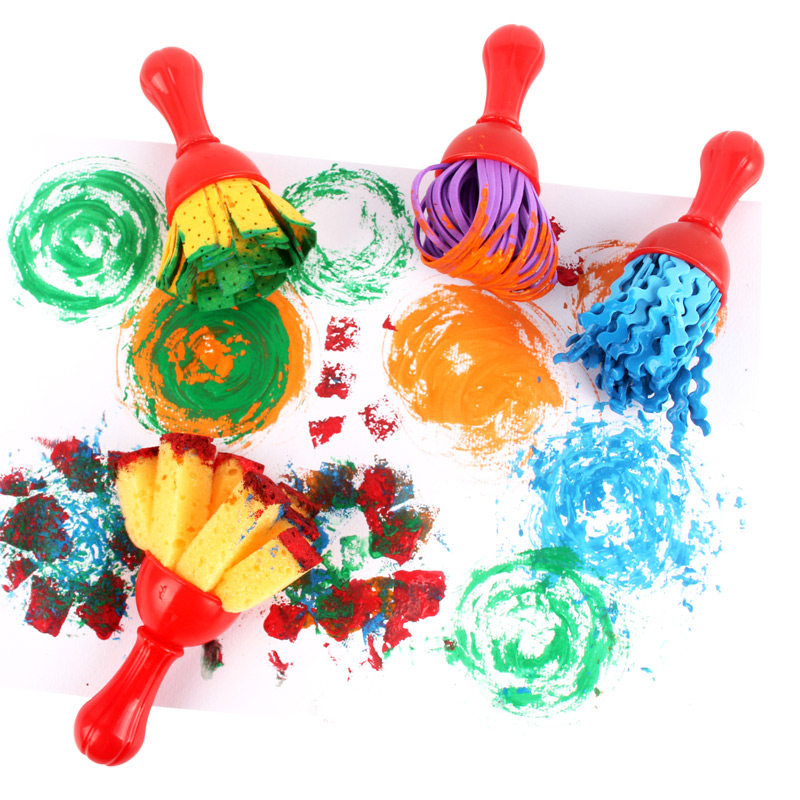 速发儿童绘画 绵刷用大号涂鸦工具海幼儿园绘画类 品手工画笔4支
