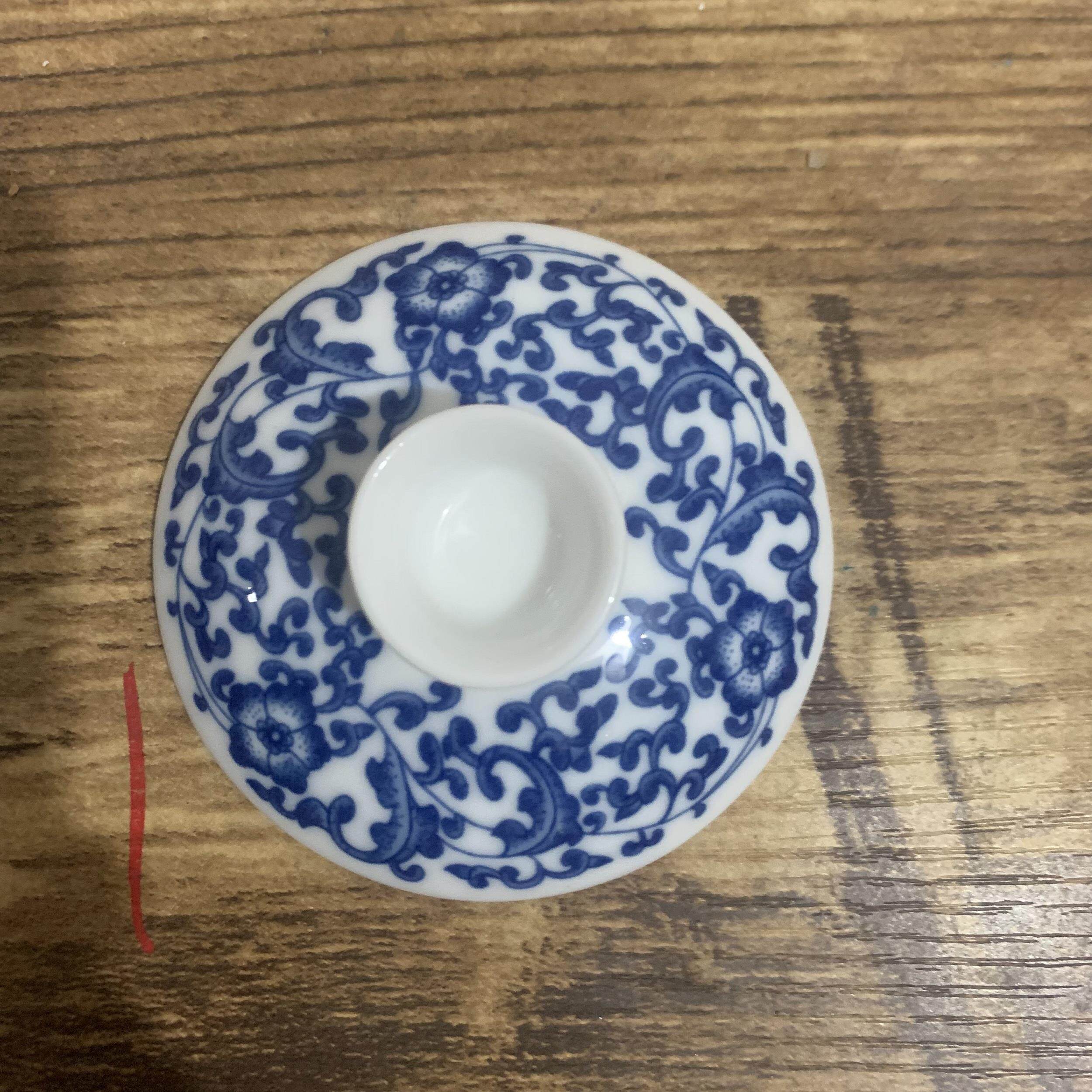 速发青花三才盖碗带盖子单盖茶碗陶瓷茶具单卖大号配盖配件茶杯8.