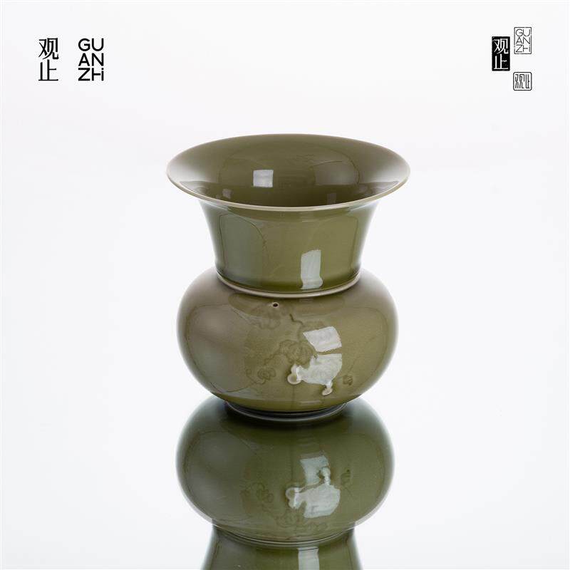 速发观止+余甘汝窑建水功夫茶具配件茶洗家用茶渣桶汝瓷茶水盂收