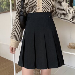 速发妹个子半身裙遮胯中裙妹款百褶裙大码胖高新折皱裙子通勤a字