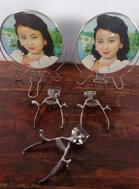 80年代老式镜子剃头推子怀旧老物件梳妆镜剪头发手推刀复古摆件