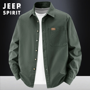 SPIRIT 大码 春秋2026长袖 男中青年休闲宽松工装 衬衣2603 衬衫 JEEP