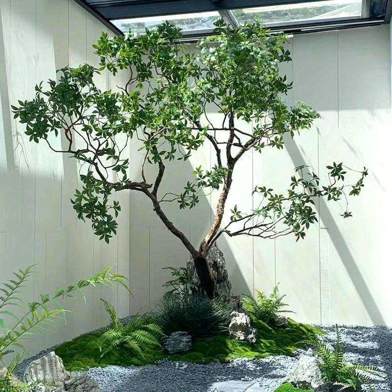 仿真马醉木室内植物造景阳台天井仿生绿植装饰树简约景观橱窗摆件