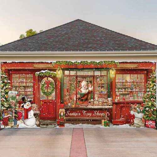 跨境新品Christmas Garage Door Banners Christmas Gara气氛装饰
