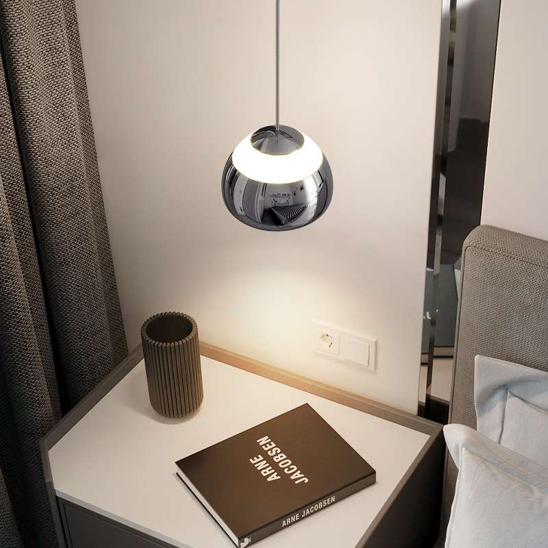 意式极简卧室床头小吊灯北欧简约护眼创意全光谱可伸缩升降吊线灯