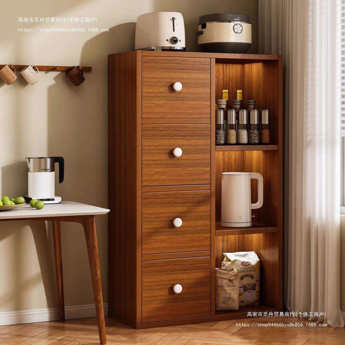 餐边柜家用靠墙一体储物柜餐厅橱柜立式斗柜新中式耐用收纳柜子