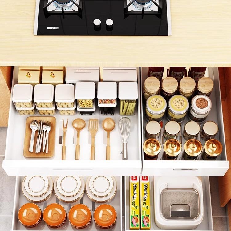 橱柜内抽屉置物架厨房收纳拉篮分层调料碗碟盘下水槽抽拉式储物盒