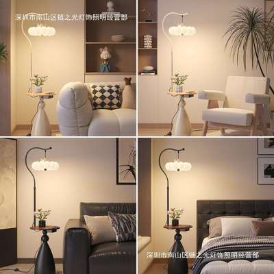 奶油风艺术创意个性客厅落地灯沙发旁边高级感卧室床头柜台灯一体