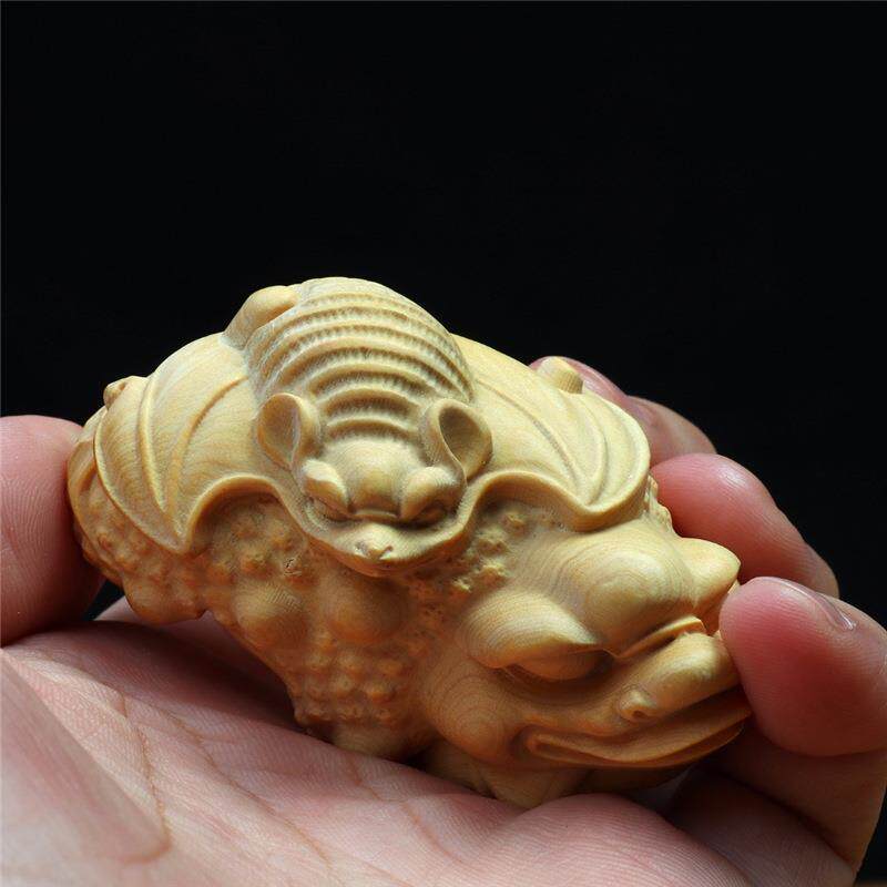 小叶黄杨木雕把玩蝙蝠金蟾手把件汽车摆件茶宠装饰复古摆设工艺品