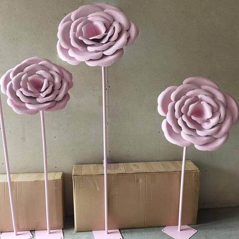 园林景观美陈金色真标准新款装饰摆件庭院花朵玫瑰花铁艺户外花艺