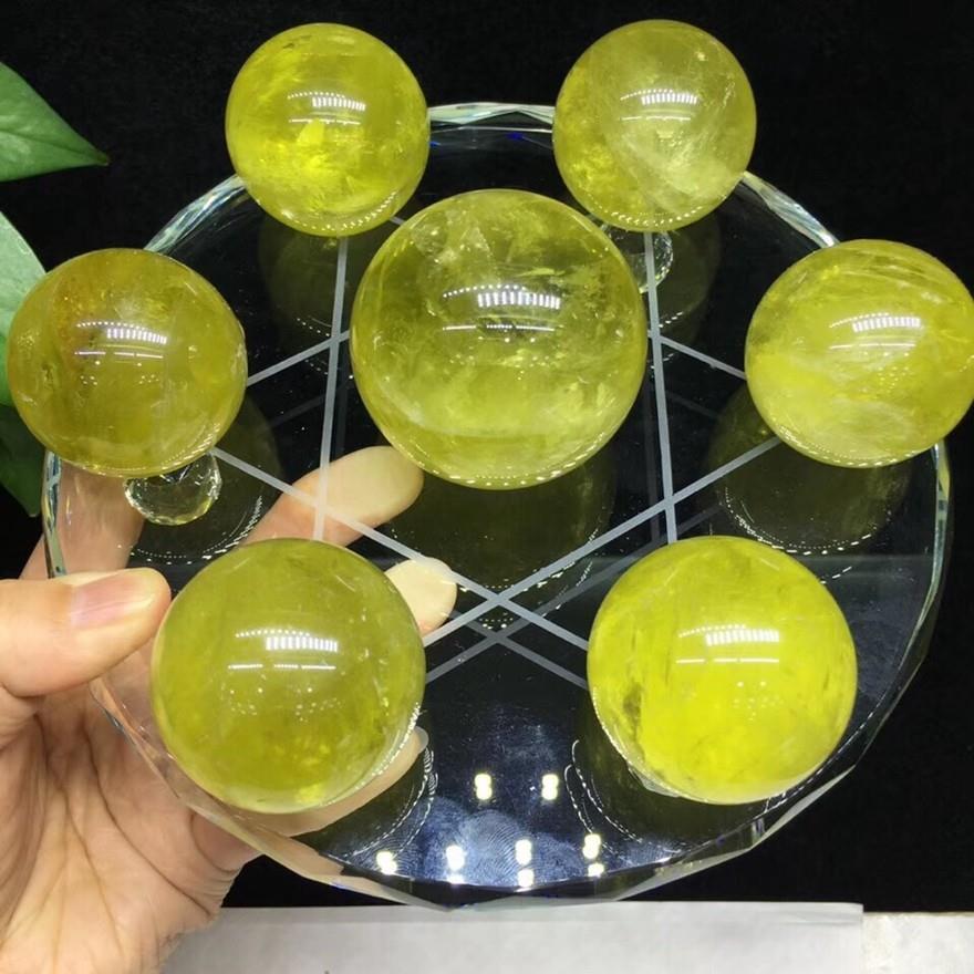 天然黄水晶球七星阵摆件 风水布局 水晶元宝水晶家居开业风水摆件