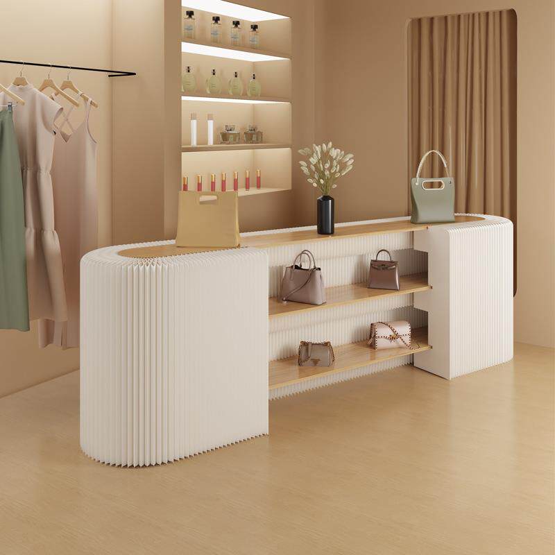 移动商品展示柜中岛台储物吧台纸质长条展示架展会陈列架折叠展台