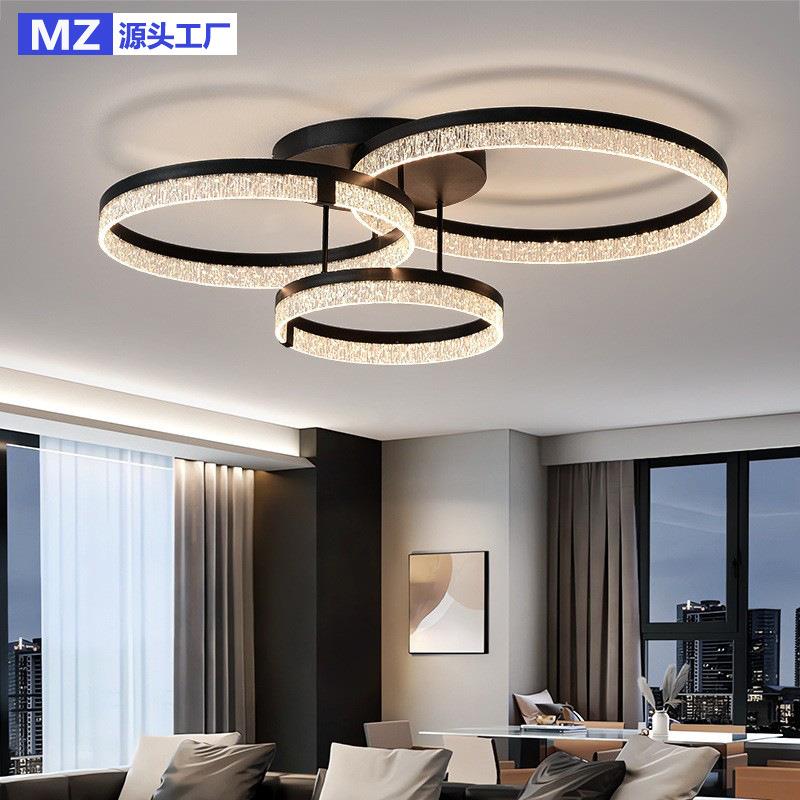 意式轻奢客厅主灯大气冰裂纹吸顶灯2025新款中山灯具全屋套餐组合