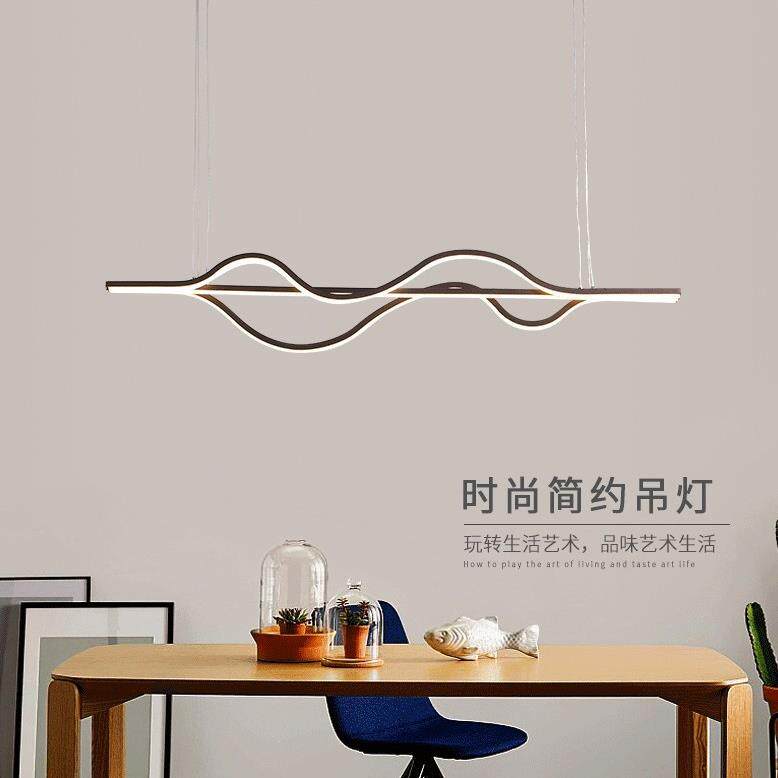 现代极简铝材LED餐厅吸顶吊灯 北欧家用简约大气山水线条客厅吊灯