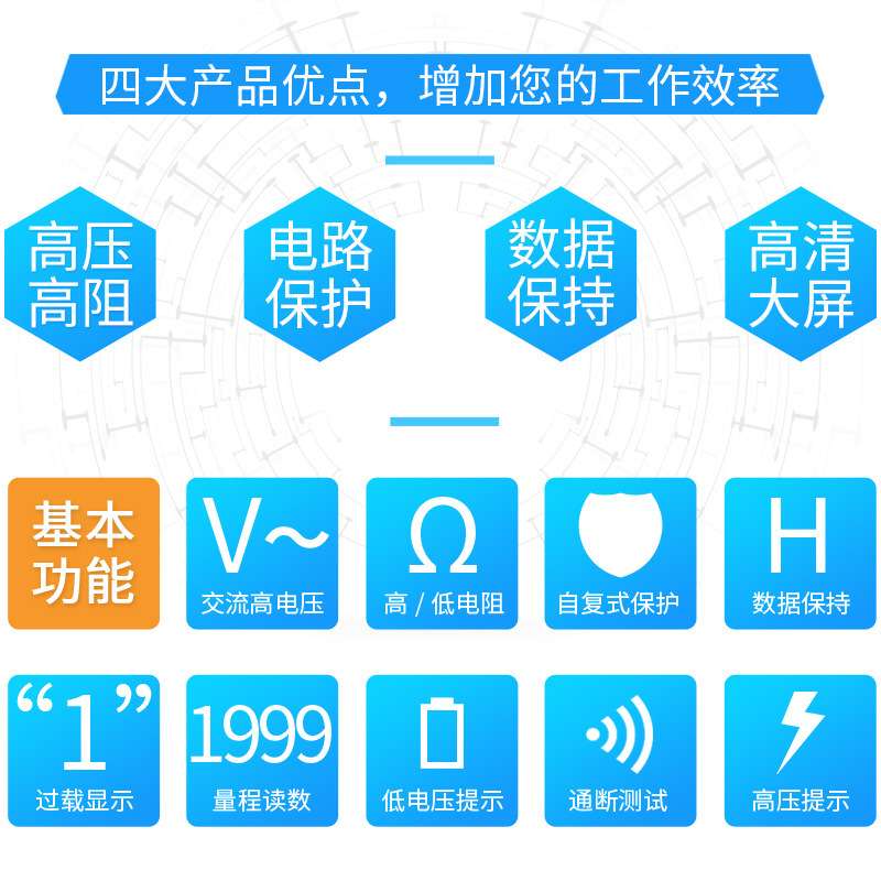 伊万厂家VC60A+保护绝缘电阻仪250V500V1000V数字兆欧表