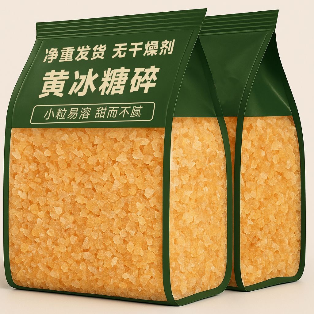 净重】黄冰糖碎小粒5斤批发散装泡酒泡茶老冰糖甘蔗纯冰糖粉100g