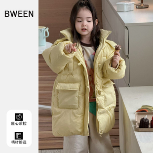 女童冬季羽绒服2025新款女宝宝中长款连帽防风保暖儿童冬天外套潮