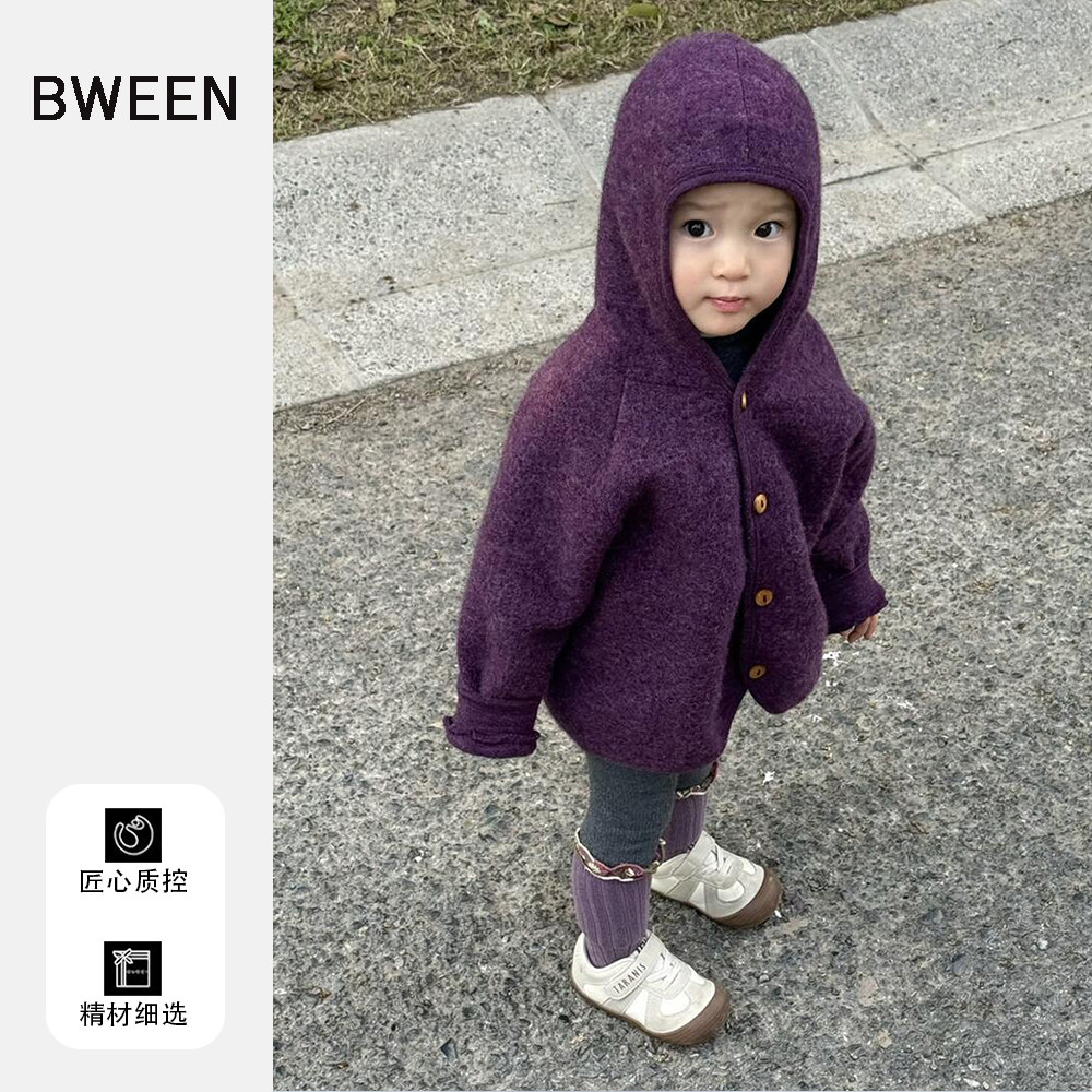 女童冬款毛呢外套2025新款洋气儿童韩版宝宝时尚保暖纯色连帽上衣,童装/婴儿装/亲子装,普通外套,淘宝优惠券,粉丝福利购,淘宝优惠卷