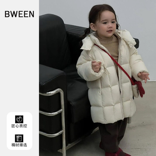 女童羽绒服冬季2025新款洋气女宝宝中长款白鸭绒儿童连帽冬天外套