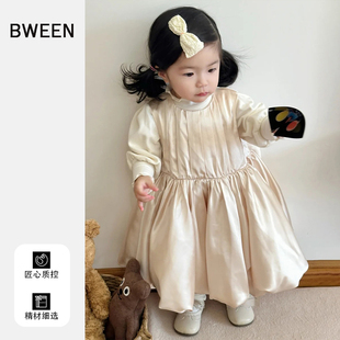 女童春季连衣裙2026新款洋气韩版女宝宝时尚高端蝴蝶结儿童裙子