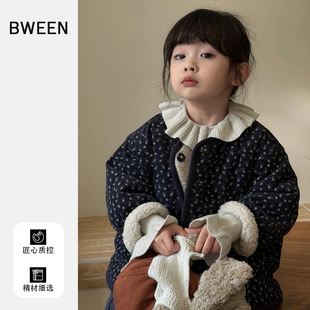 女童外套冬季2025新款女宝宝洋气碎花加绒加厚保暖儿童上衣冬天