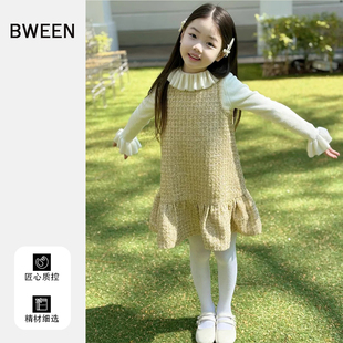 女童春款加绒连衣裙2026新款洋气儿童韩版小香风时尚休闲背心裙春