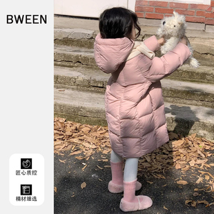 女童羽绒服冬季2025新款女宝宝韩版洋气中长款连帽儿童外套冬天