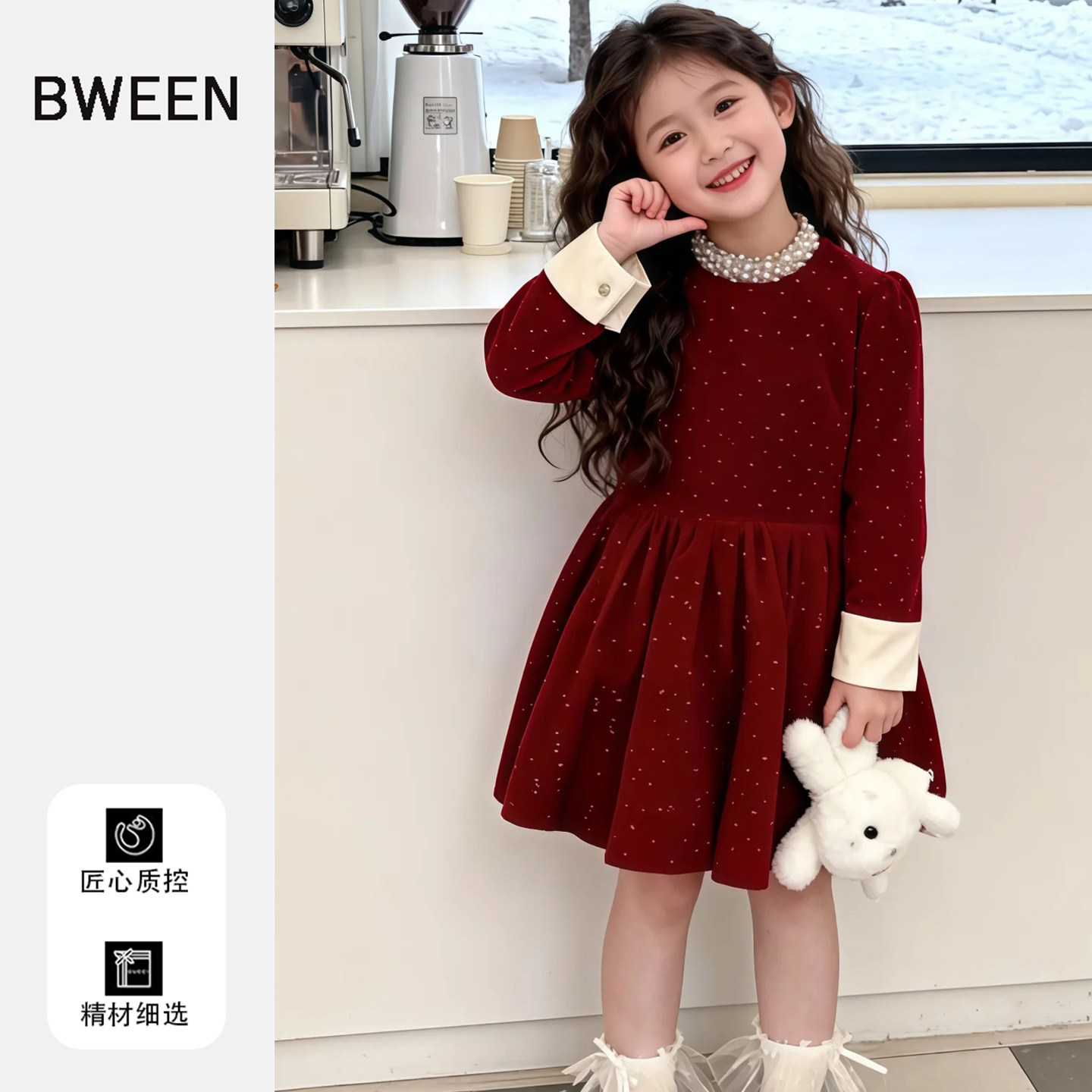 冬天韩版红色连衣裙，超洋气！