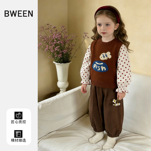 女童毛衣春款韩版时尚软萌小女孩休闲卡通马甲外套儿童百搭针织衫