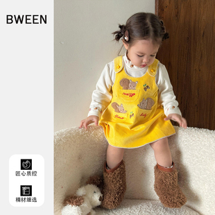 女童套装2026春装新款洋气儿童韩版时尚女宝宝灯芯绒背心裙打底衫