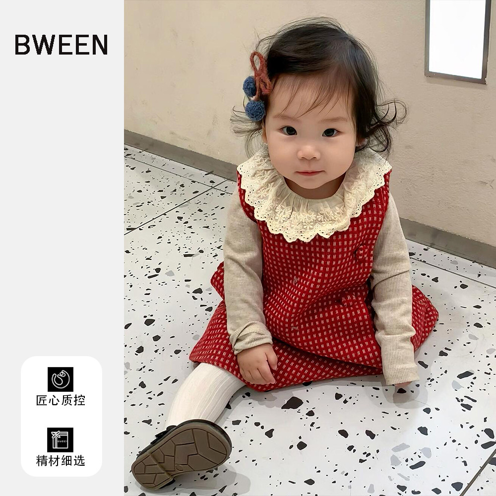 女童毛呢连衣裙过年服冬季2025新款洋气儿童韩版时髦红格子背心裙,童装/婴儿装/亲子装,连衣裙,淘宝优惠券,粉丝福利购,淘宝优惠卷